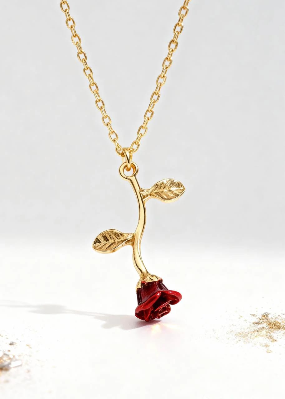 Falling Rose Pendant "Adjustable Chain"